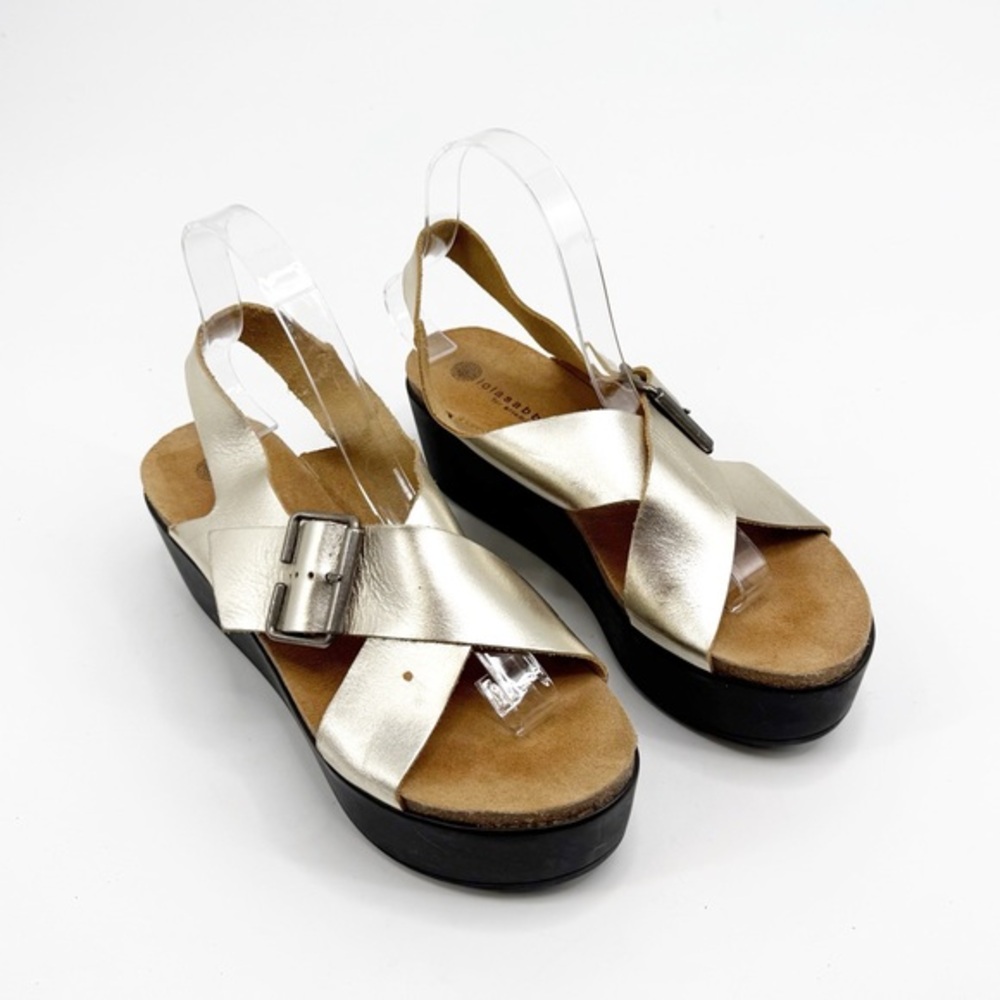Lola Sabbia for Eric Michael Gold Platform Sandal Ankle Strap Sandal,  Size 39